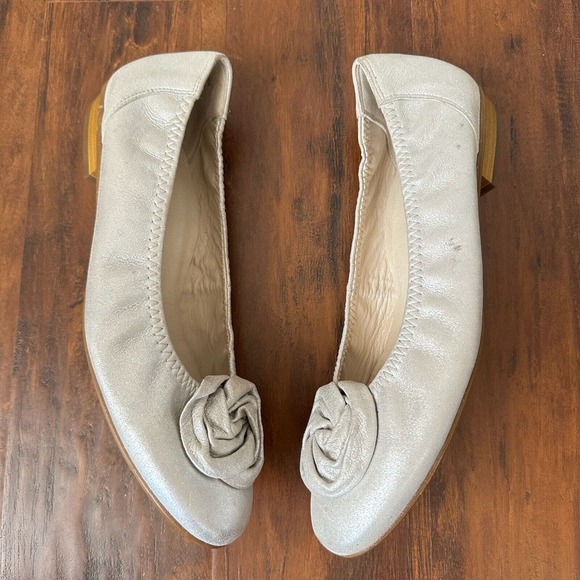 PAUL GREEN Rosette Ballet Flats in Silver Shimmer Suede Leather UK 7 US 9.5 - Picture 4 of 11